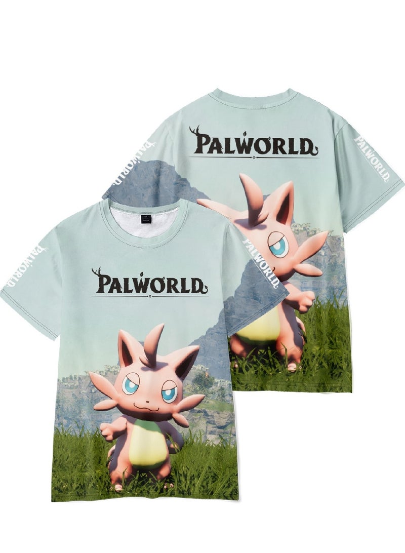 Palworld Phantom Beast Palu 3D digital printing adult and children summer short-sleeved T-shirt - Image 3
