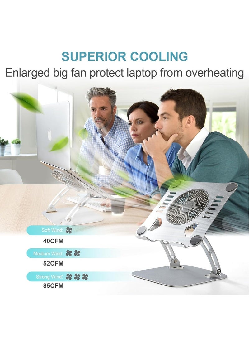 Loquat Laptop Cooling Stand with 3 Speed Fan, Adjustable Height Laptop Stand for Desk, Ergonomic Foldable Laptop Cooling Pad for 10-15.6'' Notebook - Image 3