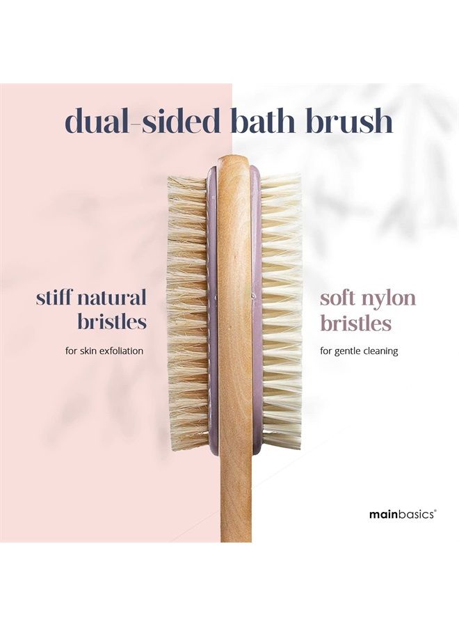MainBasics Back Scrubber for Shower Long Handle Back Brush Dual-Sided with Exfoliating and Soft Bristles - Image 5