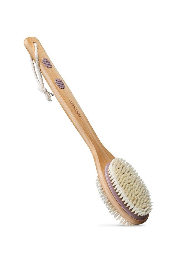 MainBasics Back Scrubber for Shower Long Handle Back Brush Dual-Sided with Exfoliating and Soft Bristles - Image 1