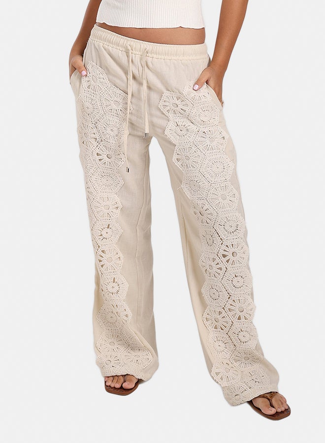 Clue Boho Crochet Panel Pants - Image 1