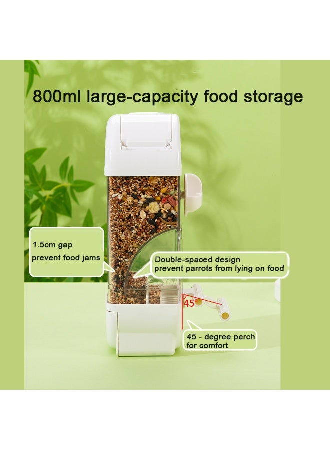 Automatic Bird Feeder, No-Mess 800ml Parrot & Canary Feeder with Seed Tray, Cage Accessories for Pet Parrots, Canaries, Pigeons, Budgies - Image 2