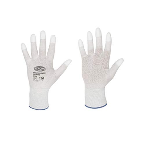 Stronger Protective Glove for Goldsmiths and Watchmakers, Breathable Fine Knit Gloves with PU Fingertips, White, L - Image 1