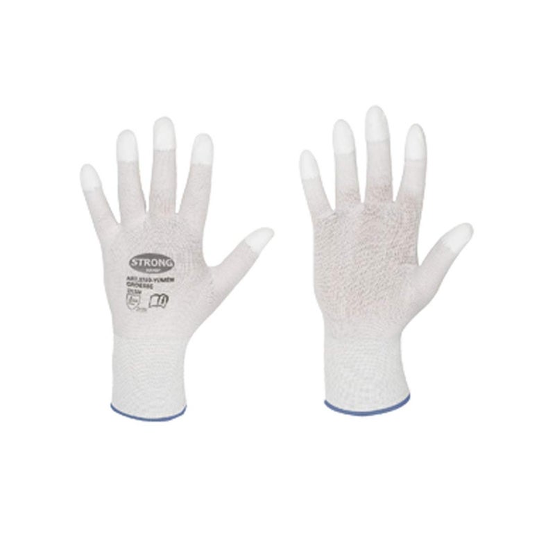 Stronger Protective Glove for Goldsmiths and Watchmakers, Breathable Fine Knit Gloves with PU Fingertips, White, L - Image 2