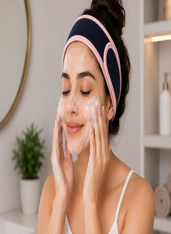 Onward 1 Pcs Spa Facial Headband for Women & Men | Soft Polycotton Makeup Hair Band for Face Wash, Skincare, Shower & Spa | Adjustable Stretchable Terry Cloth Head Wrap with Velcro | Reusable Non-Slip (Multicolor) (1 Pcs Headband) - Image 4