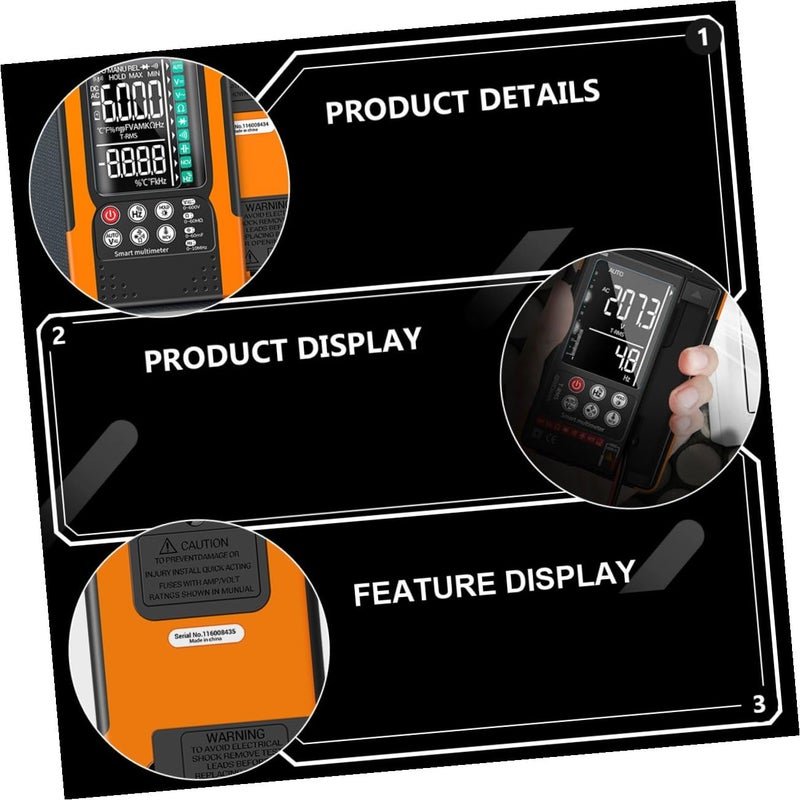 Digital Multimeter Auto Ranging True RMS NCV Diode Test Data Hold Backlight Flashlight - Image 5