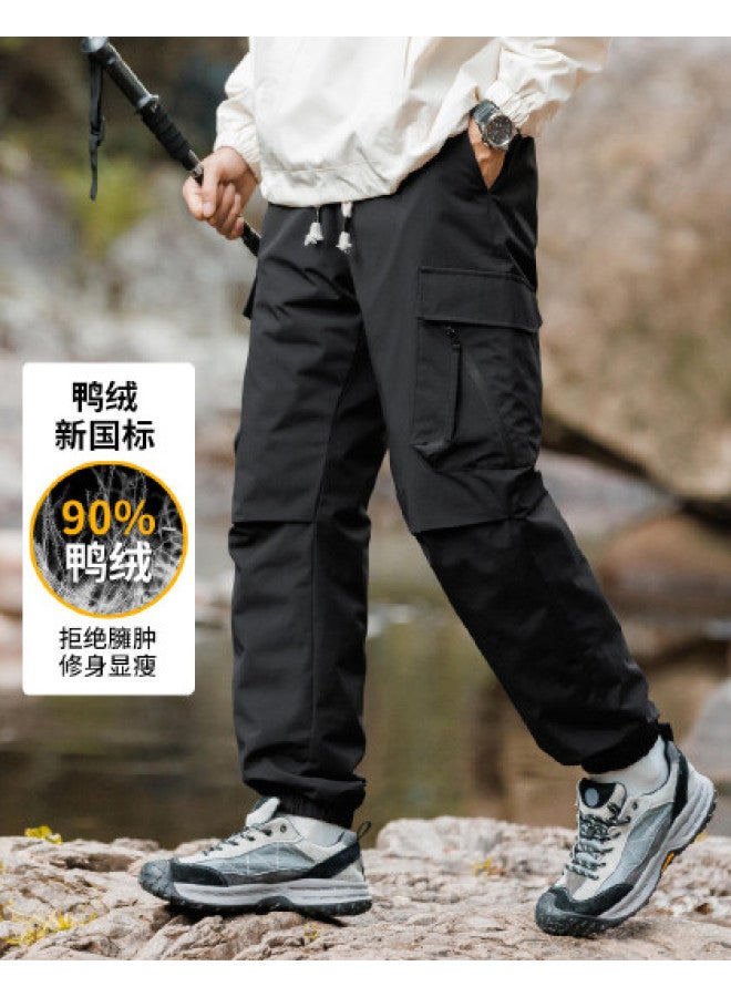 YaYa Duck Down Outdoor Hiking Loose Workwear Mountain Style Casual Warm Men's Cuffed Down Pants - Image 1