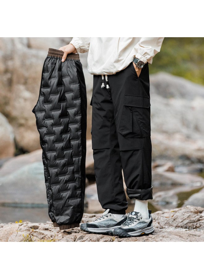 YaYa Duck Down Outdoor Hiking Loose Workwear Mountain Style Casual Warm Men's Cuffed Down Pants - Image 5