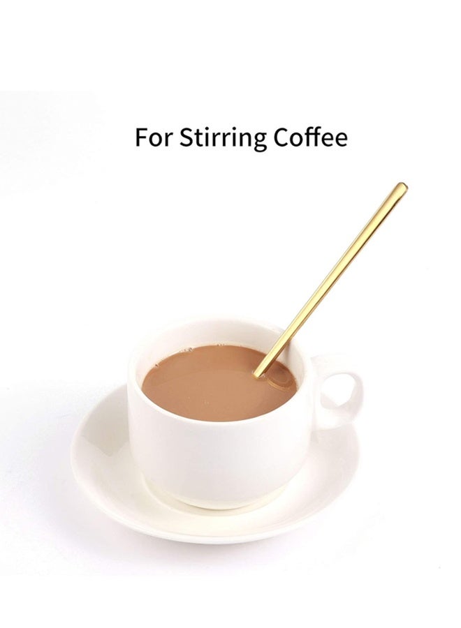 4 قطع من ملاعق القهوة مجموعة، 6.7"ملاعق الشاي الذهبية مقبض طويل، ملاعق صغيرة ذهبية، ملعقة إسبريسو من الفولاذ المقاوم للصدأ، ملعقة طويلة للتحريك، ملحقات مقهى بار - Image 4