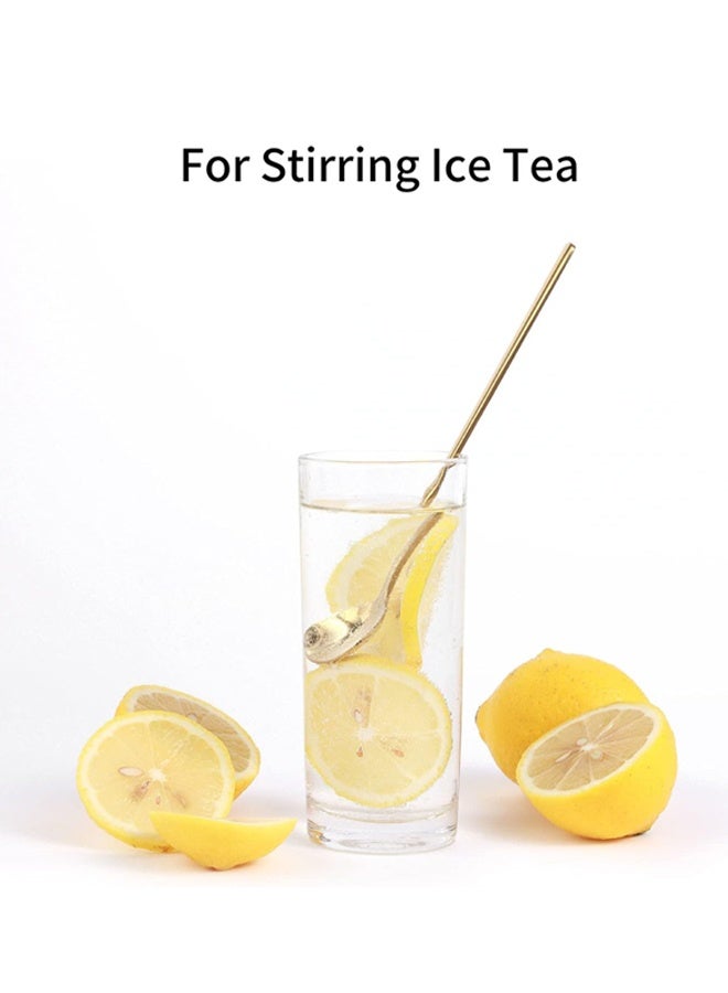 4 قطع من ملاعق القهوة مجموعة، 6.7"ملاعق الشاي الذهبية مقبض طويل، ملاعق صغيرة ذهبية، ملعقة إسبريسو من الفولاذ المقاوم للصدأ، ملعقة طويلة للتحريك، ملحقات مقهى بار - Image 5