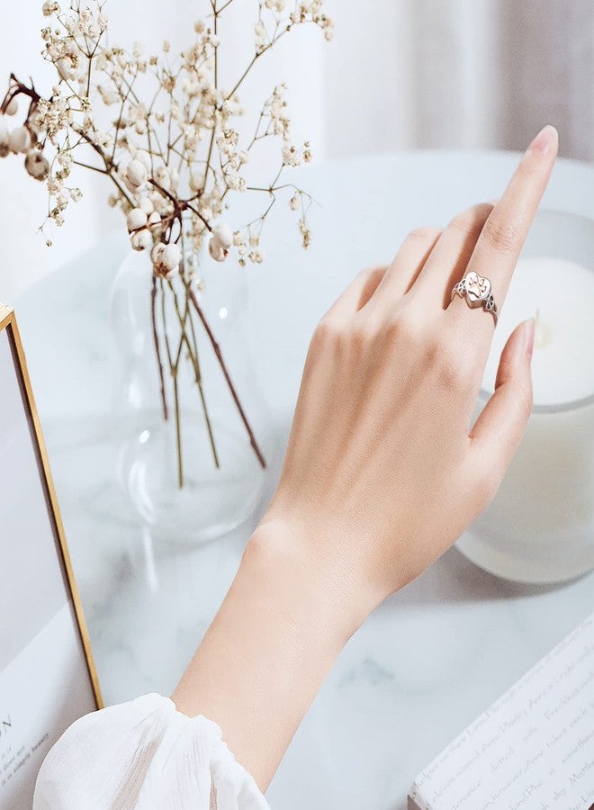 ALPHM S925 Sterling Silver Heart Dog Cat Pet Urn Paw Ring for Ashes Keepsake Memorial Jewelry Cremation Print Bands Women Gift - Image 4