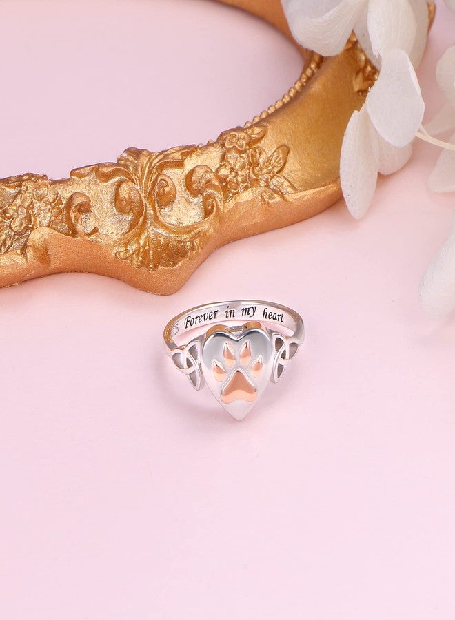 ALPHM S925 Sterling Silver Heart Dog Cat Pet Urn Paw Ring for Ashes Keepsake Memorial Jewelry Cremation Print Bands Women Gift - Image 3