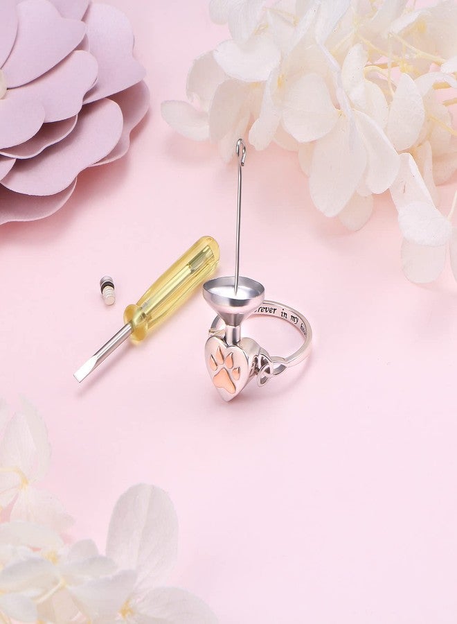 ALPHM S925 Sterling Silver Heart Dog Cat Pet Urn Paw Ring for Ashes Keepsake Memorial Jewelry Cremation Print Bands Women Gift - Image 2