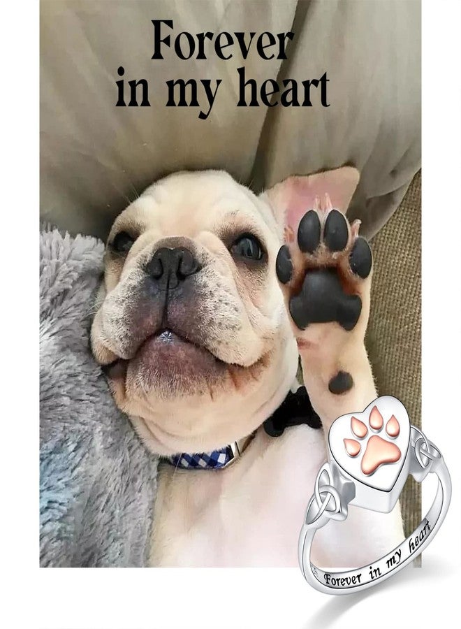 ALPHM S925 Sterling Silver Heart Dog Cat Pet Urn Paw Ring for Ashes Keepsake Memorial Jewelry Cremation Print Bands Women Gift - Image 5
