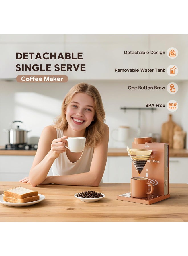 iCafilas  ماكينة صنع القهوة المحمولة القابلة للفصل بسعة كوب واحد، ماكينة صنع القهوة الأوتوماتيكية، ماكينة صنع القهوة بالتنقيط المحمولة مع فلتر قابل لإعادة الاستخدام للمنزل أو المكتب أو الفندق أو السفر أو رحلة العمل، 300 مل، 10 أونصة - Image 4