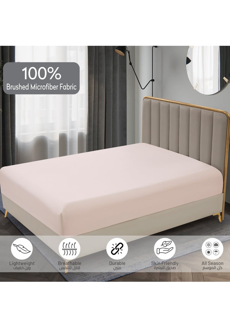 دوناتيلا طقم شرشف مطاط 3 قطع مزدوج 180×200 سم 35 سم فائق النعومة لون بيج - Image 5