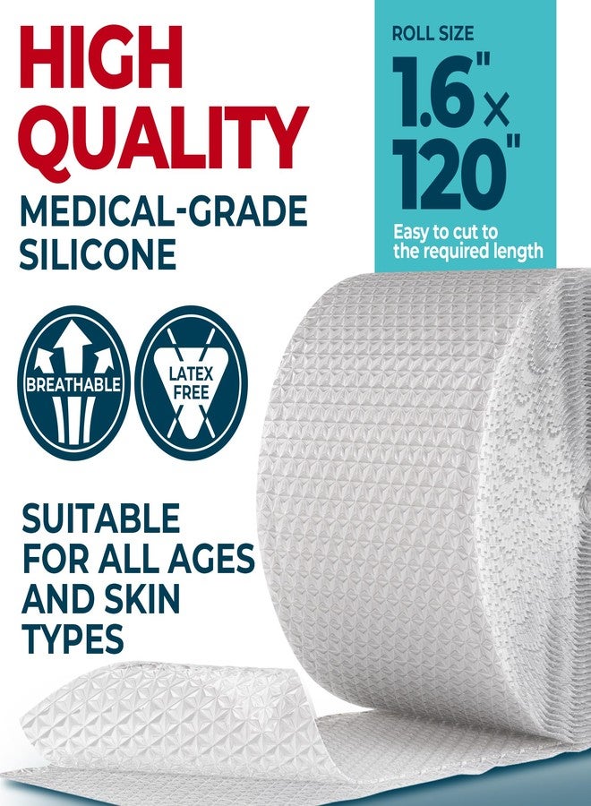 MYHELP Medical Grade Silicone Scar Tape - Transparent (1.6”x120”) - Visible Difference on Surgical & Keloid Scars - Reusable Silicone Scar Sheets - Easy to Use Silicone Tape for Scars - Image 4