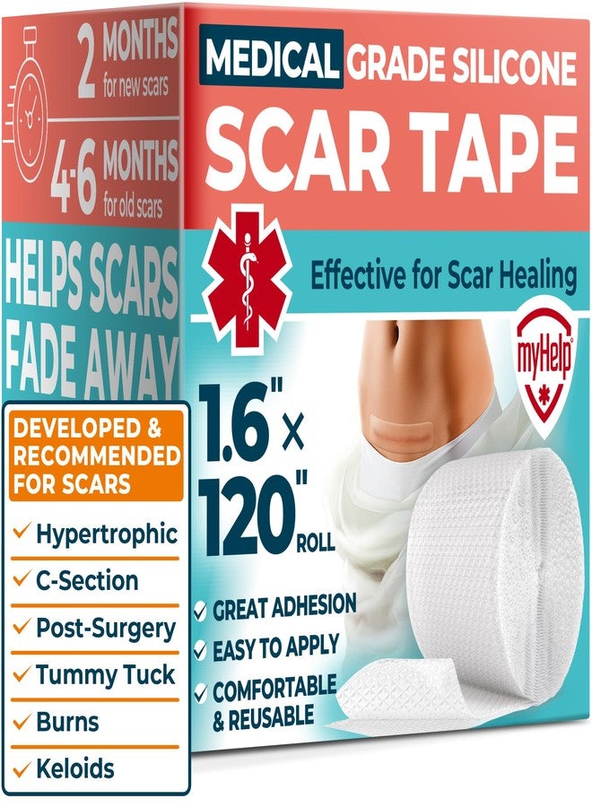 MYHELP Medical Grade Silicone Scar Tape - Transparent (1.6”x120”) - Visible Difference on Surgical & Keloid Scars - Reusable Silicone Scar Sheets - Easy to Use Silicone Tape for Scars - Image 1