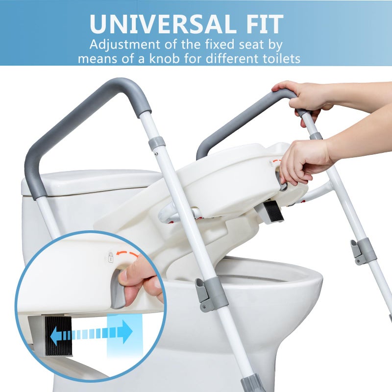 WeHwupe Raised Toilet Seat with Handles for Elderly - Toilet Seat Risers for Seniors with Adjustable Padded Arms - Elevated Toilet Safety Seat for Standard or Elongated Commode - Image 5