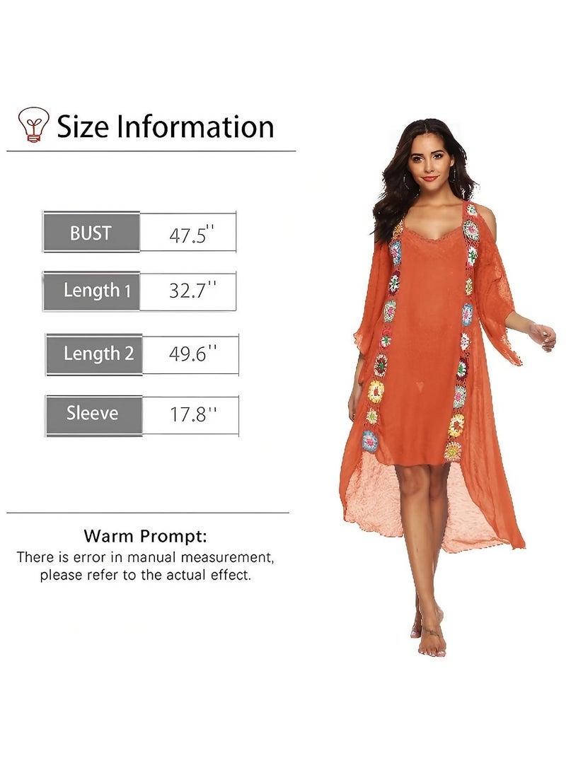 NADANBAO Women's Cover Up Beachwear, Adjustable Bikini Swimwear, Beach Dress, Bathing Suit Sunscreen Swim Skirt, Women's Print Beach Wear, with Tassel Crochet Trim - Image 5