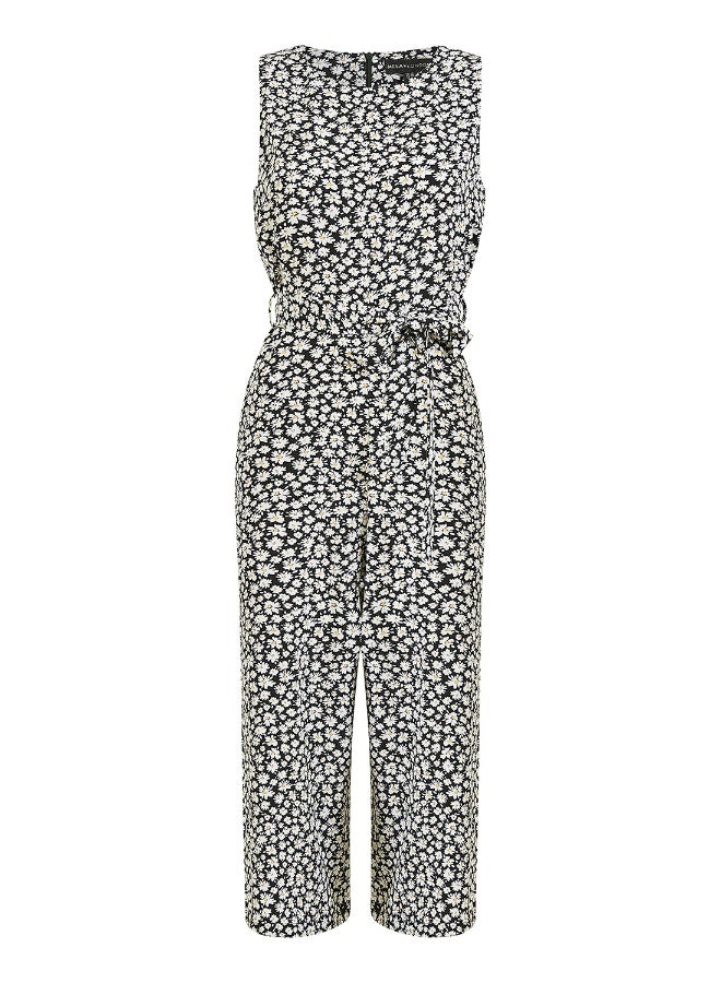 ميلا لندن جمبسوت كولوتس بنقشة زهور الأقحوان باللون الأسود - Image 4