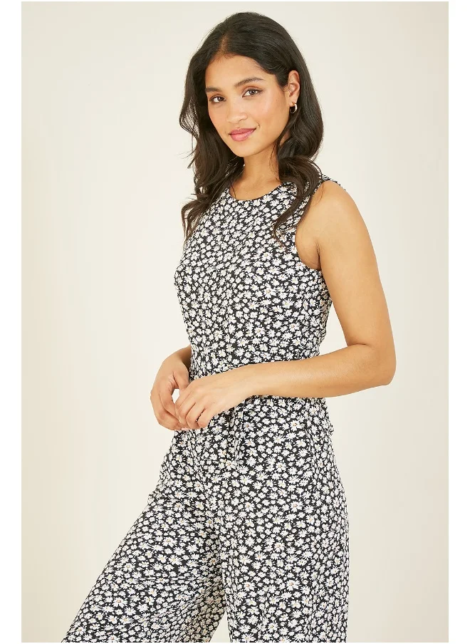 ميلا لندن Black Ditsy Daisy Culotte Jumpsuit