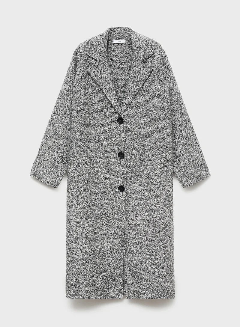MANGO Coat Ganso Button Detailed Coat