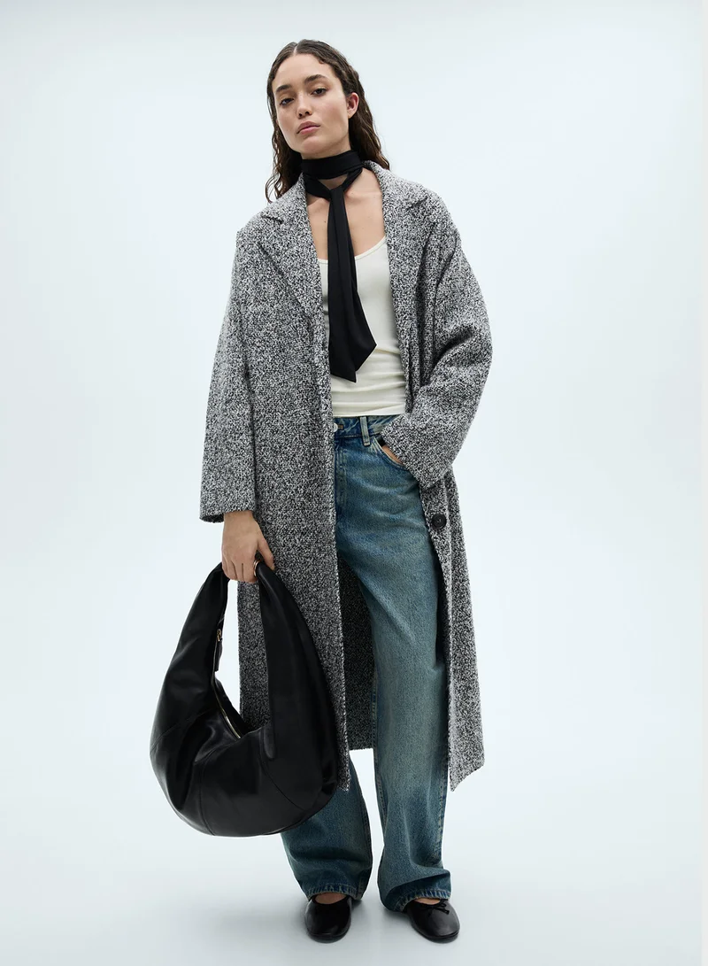 MANGO Coat Ganso Button Detailed Coat
