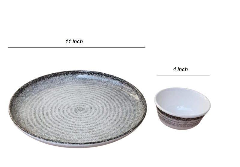 Servewell Melamine 11Inch Dinner Plate 4Inch Veg Bowl Combo Stylish Durable Kitchen Set for Home Dining and Parties Pack of 66 Pcs Multicolor - Image 2