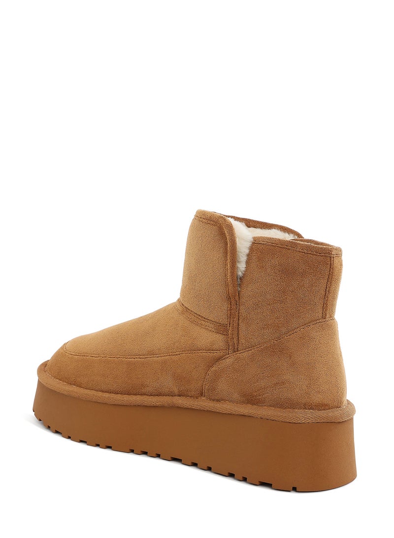 لندن راج أحذية شتوية نسائية من لندن راغ ذات نعل سميك ومنصة سميكة باللون الجملي - Image 3