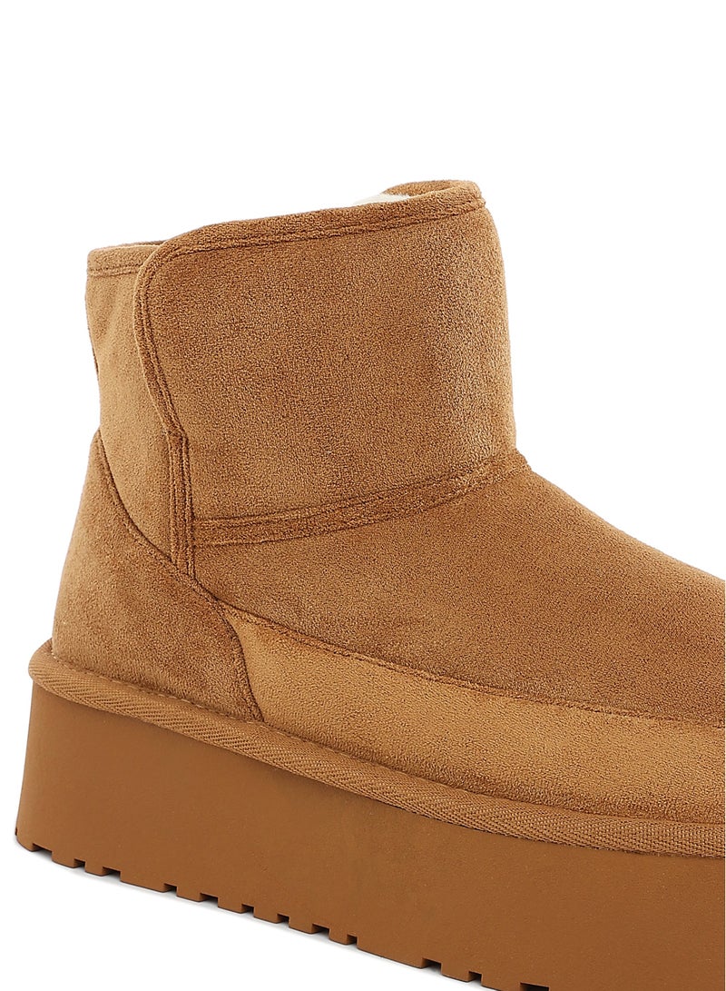 لندن راج أحذية شتوية نسائية من لندن راغ ذات نعل سميك ومنصة سميكة باللون الجملي - Image 5