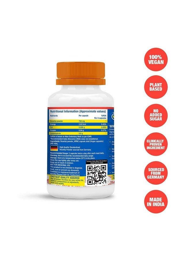 FAST&UP Fast&Up Joint Care - 100% 750mg Rosehip powder for Bone and Joint Care and Mobility - 120 Vegan Capsules  - Image 3