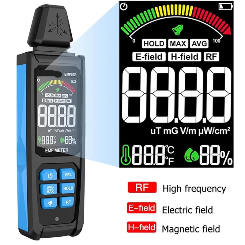Geiger Counter, Emf02r Color Screen Emf Meter 30mhz~8ghz High Frequency Electromagnetic Radiation Detection Electric/Magnetic Field Tester Home, Office, Outdoor - Image 2