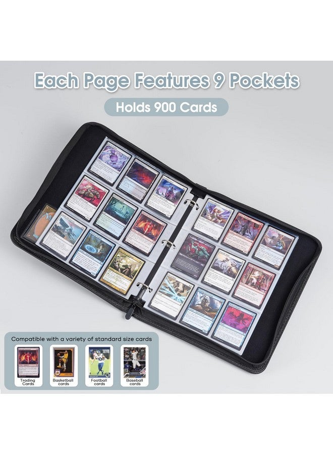 ProCase 900 Pockets Card Binder with Clear Window for Trading Cards, 9 Double Sided Pockets Cards Colletction Album Holder with Removable Sleeves for MTG, TCG, Sports Cards, Football Cards -Black - Image 2
