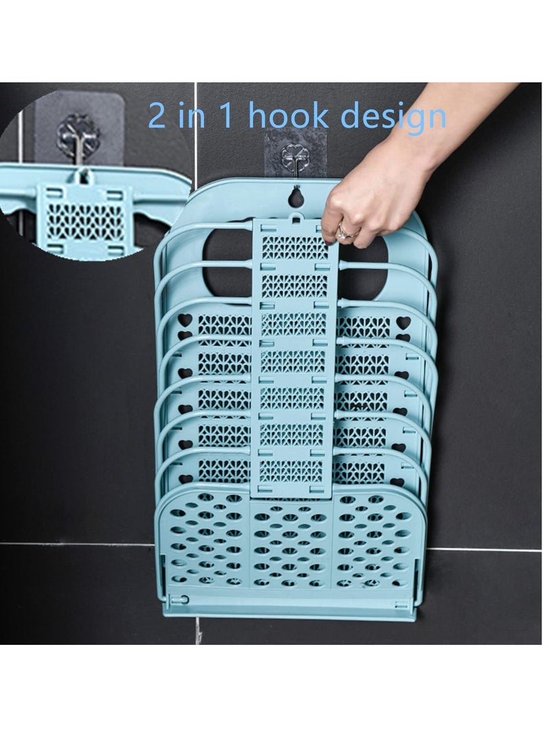 Excefore - Collapsible Laundry Basket, Hanging Laundry Basket with Handle Storage Basket, Plastic Dirty Laundry Basket for Organizing Home, Clothes, Towels, Dorm (Blue) - Image 1