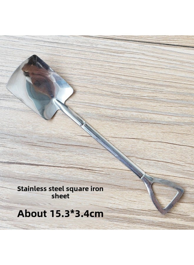 Stainless Steel Commercial Small Spoon Digging Watermelon Special Long Handle Spoon Fruit Spoon Disposable Watermelon Iron Spoon-Color:More Than 21000 Branches-Specifications:* Square Head Spade *  - Image 1