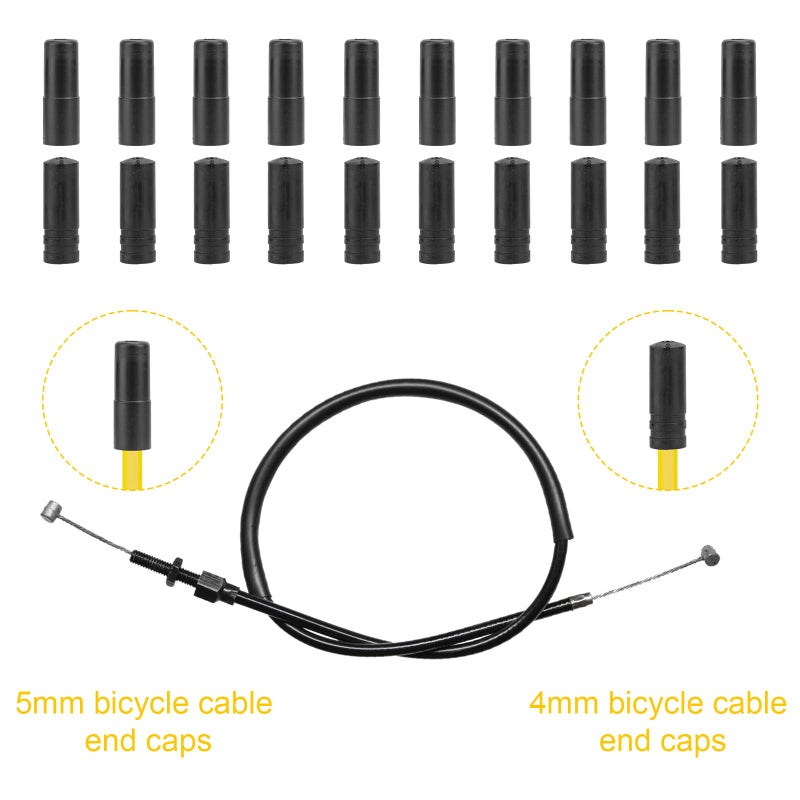 XIHIRCD 100pcs Bike Cable End Caps for Bike Shift & Brake Cables, 4mm & 5mm Bicycle Cable Ends Crimps Black Bike Brake Cable End Tips Cycling Brake Cable Housing Caps for Road Mountain Bicycle - Image 3