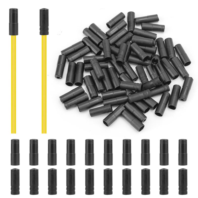 XIHIRCD 100pcs Bike Cable End Caps for Bike Shift & Brake Cables, 4mm & 5mm Bicycle Cable Ends Crimps Black Bike Brake Cable End Tips Cycling Brake Cable Housing Caps for Road Mountain Bicycle - Image 1