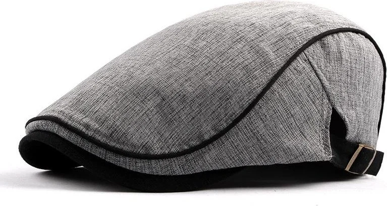 Valkyrie Italian Style Retro Straight Line Detailed Men's Cap Hat Buckle Adjustable Men's Gray