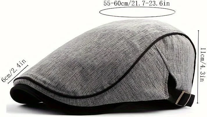 Valkyrie Italian Style Retro Straight Line Detailed Men's Cap Hat Buckle Adjustable Men's Gray