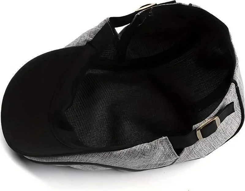 Valkyrie Italian Style Retro Straight Line Detailed Men's Cap Hat Buckle Adjustable Men's Gray