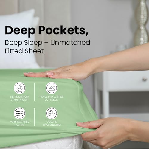 Utopia Bedding Full Fitted Sheet - Bottom Sheet - Deep Pocket - Soft Microfiber -Shrinkage and Fade Resistant-Easy Care -1 Fitted Sheet Only (Sage) - Image 4
