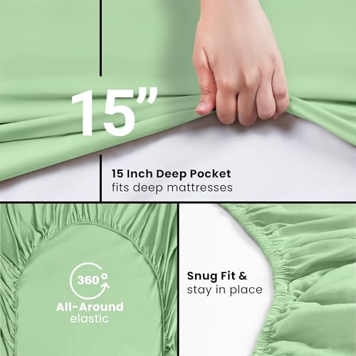 Utopia Bedding Full Fitted Sheet - Bottom Sheet - Deep Pocket - Soft Microfiber -Shrinkage and Fade Resistant-Easy Care -1 Fitted Sheet Only (Sage) - Image 3