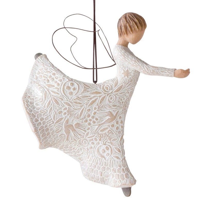Willow Tree Dance of Life Hanging Ornament Angel Figurine in Cream Resin Metal Intricate LifeThemed Carvings Multiple Occasions