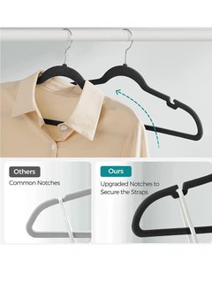 TYCOM Clothes Hangers (50 Pack) Velvet - Ultra Thin Space Saving Coats Clothes Hangers Non-Slip Suit Hangers with 360 Degree Swivel Hook Hold Up-to 5KG for Jackets, Pants, Dress- 50p Black  - Image 3