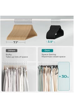 TYCOM Clothes Hangers (50 Pack) Velvet - Ultra Thin Space Saving Coats Clothes Hangers Non-Slip Suit Hangers with 360 Degree Swivel Hook Hold Up-to 5KG for Jackets, Pants, Dress- 50p Black  - Image 4