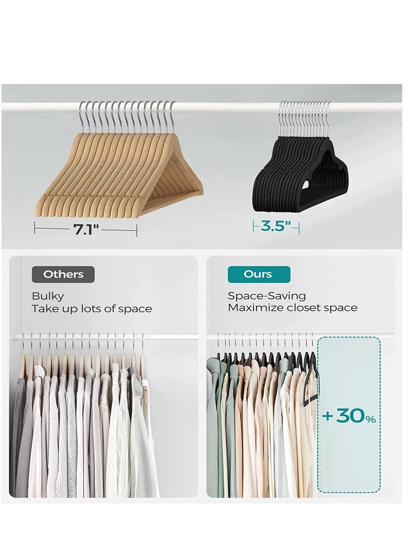 TYCOM Clothes Hangers (50 Pack) Velvet - Ultra Thin Space Saving Coats Clothes Hangers Non-Slip Suit Hangers with 360 Degree Swivel Hook Hold Up-to 5KG for Jackets, Pants, Dress- 50p Black  - Image 4