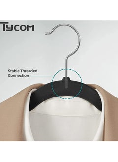 TYCOM Clothes Hangers (50 Pack) Velvet - Ultra Thin Space Saving Coats Clothes Hangers Non-Slip Suit Hangers with 360 Degree Swivel Hook Hold Up-to 5KG for Jackets, Pants, Dress- 50p Black  - Image 5
