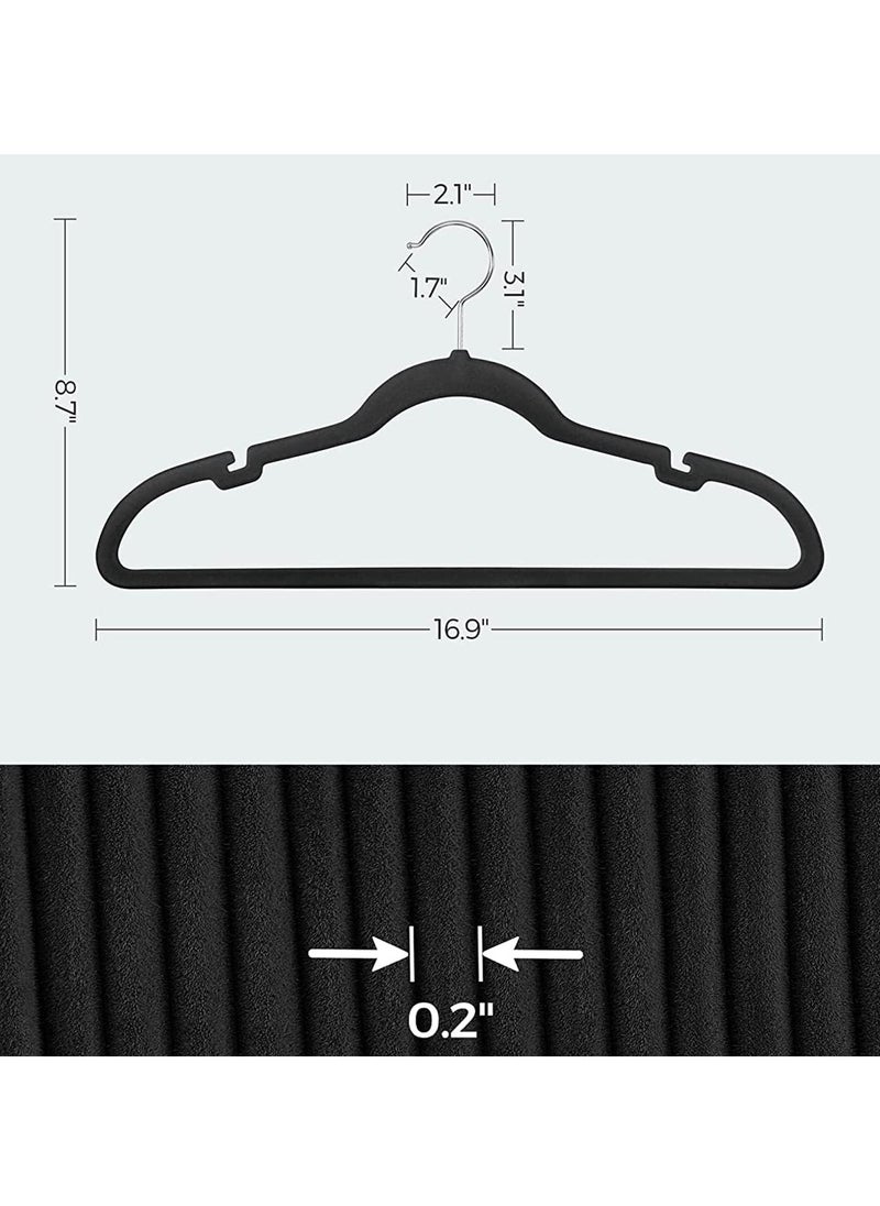 شماعات ملابس (50 قطعة) مخملية - معاطف رفيعة للغاية موفرة للمساحة، شماعات ملابس غير قابلة للانزلاق مع خطاف دوار 360 درجة يتحمل ما يصل إلى 5 كجم للسترات والسراويل والفساتين - 50 بكسل أسود - pzsku/Z0FF0F5ED278AE6E8007BZ/45/_/1715608932/5021071f-32c7-4141-b19e-9ef3ca7d399d