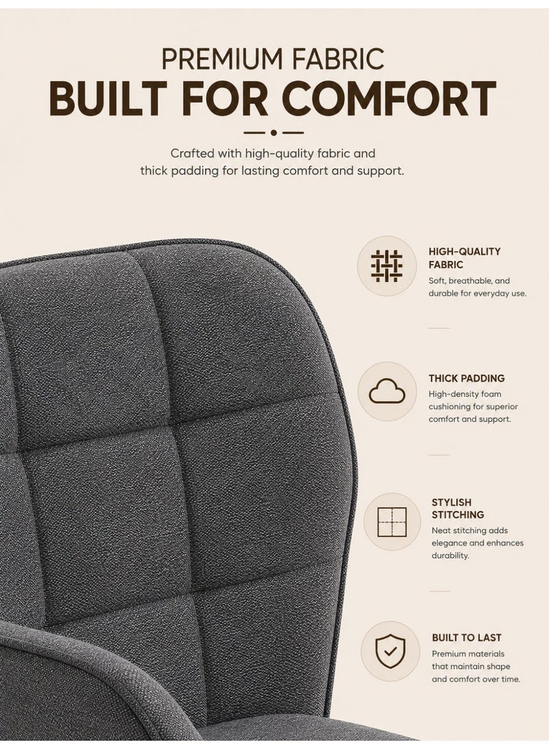 Rich Life Modern Upholstered Rocking Chair – Soft Padded Fabric Upholstered Accent Chair, Ergonomic Curved Backrest Accent Chair, Sturdy Metal Frame with Natural Wooden Rocker Base – Stylish Lounge Chair for Living Room, Nursery & Bedroom - Image 3